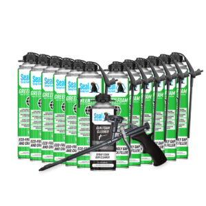 Sea Spray Green Foam Gap and Joint Filler 12 Cans with Gun and Cleaner