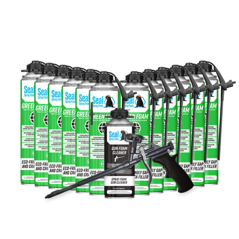 Sea Spray Green Foam Gap and Joint Filler 12 Cans with Gun and Cleaner